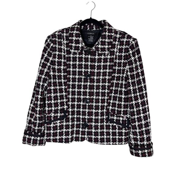 Wool Tweed Jacket Red 18 Preppy Classic Old Money Academia Work Wear Chic Retro - Picture 1 of 9